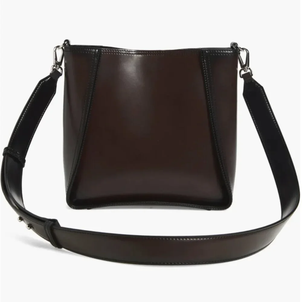 Stella McCartney Logo Faux Leather Crossbody Bag Black -Brown